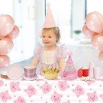3 Pack Cute Pink Pig Tablecloths for Parties