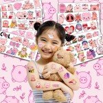 Cute Pig Party Supplies & Temporary Tattoos Set