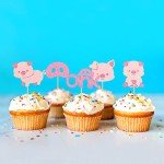 25 Cute Pink Pig Cupcake Toppers for Parties