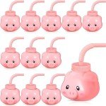 Cute Pig Farm Animal Cups with Straws - Set of 12