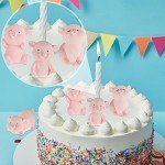 16 Cute Pink Pig Toy Figures for Decor