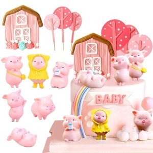 Adorable Pink Pig Cake Toppers - 10 Pack