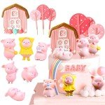 Adorable Pink Pig Cake Toppers - 10 Pack