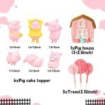 Adorable Pink Pig Cake Toppers - 10 Pack