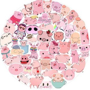 Adorable Pink Pig Stickers – 50 Vinyl Decals