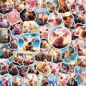 Cute Pig Stickers - 100 Large Decals Pack