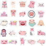 Adorable Pink Pig Stickers – 50 Vinyl Decals