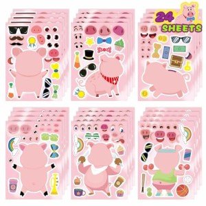 24 Cute Pig Stickers for Kids' Fun