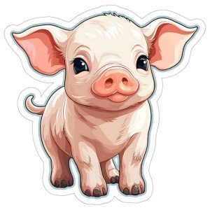 Cute Pig Vinyl Sticker for Water Bottle & More