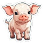 Cute Pig Vinyl Sticker for Water Bottle & More