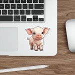 Cute Pig Vinyl Sticker for Water Bottle & More