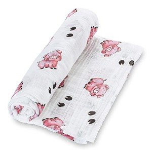 Cute Pig Print Muslin Swaddle Blanket for Babies