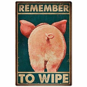 Cute Pig Metal Sign for Home Decor 8x12