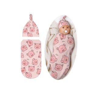 Adorable Piggy Swaddle Blanket and Hat Set