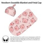 Adorable Piggy Swaddle Blanket and Hat Set