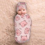 Adorable Piggy Swaddle Blanket and Hat Set