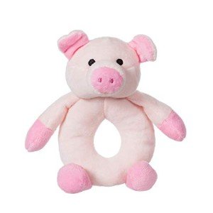 Pink Plush Pig Rattle Toy for Babies