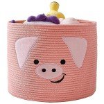 Cute Pig Cotton Rope Storage Basket with Handles