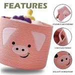 Cute Pig Cotton Rope Storage Basket with Handles