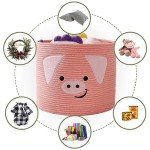 Cute Pig Cotton Rope Storage Basket with Handles