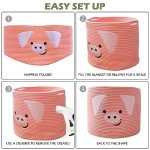 Cute Pig Cotton Rope Storage Basket with Handles