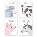 Cute Farm Animal Wall Art Prints - Set of 4