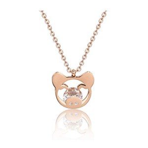 Cute Pig Pendant Necklace in Rose Gold