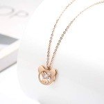 Cute Pig Pendant Necklace in Rose Gold