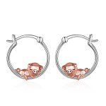 Cute Sterling Silver Origami Pig Hoop Earrings