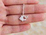 Adorable Sterling Silver Cute Pig Pendant Necklace