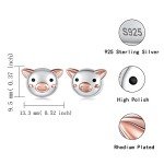Cute Pig Mushroom Stud Earrings in Silver