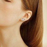 Cute Pig Mushroom Stud Earrings in Silver