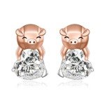 Adorable Piglet Earrings in Sterling Silver & Rose Gold