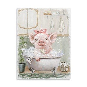 Adorable Pink Pig Framed Wall Art for Home