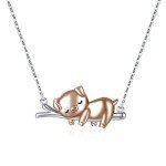 Cute Snorting Pig Necklace in 925 Sterling Silver