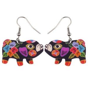 Cute Pig Acrylic Drop Dangle Earrings for Women