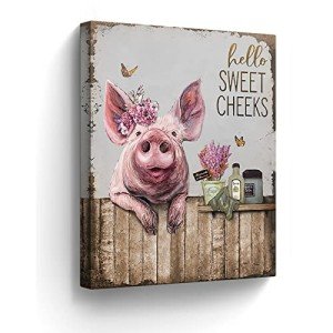 Cute Pig Wall Art for Bathroom Decor