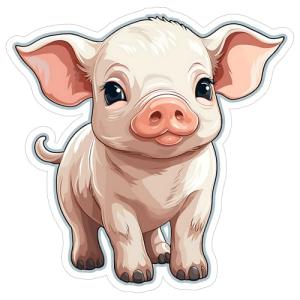 Cute Pig Vinyl Sticker for Water Bottle & More