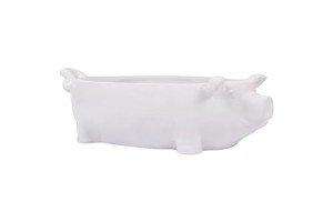Adorable White Ceramic Pig Bowl for Home Décor