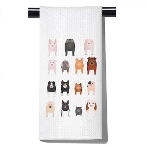 POFULL Pig Dish Towel Pig kitchen Decor Pigs Breeds Gift Farmhouse Gift Pig Lover Gift (Pigs Breeds Towel)