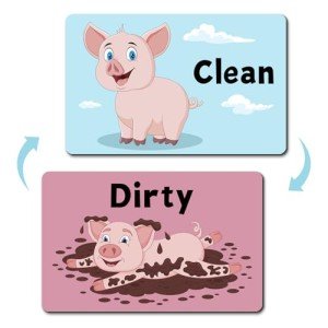 PWHINGN Cute Cartoon Pig Clean Dirty Dishwasher Magnet, Double Sided Kitchen Reversible Dish Washer Sign Clean Indicator, Funny Pig Washing Machine Refrigerator Dishwasher Magnet Clean Dirty Sign