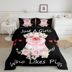 Cute Pink Pig Comforter Set for Kids