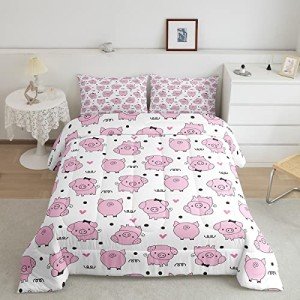 Cute Pink Pig Comforter Set for Kids