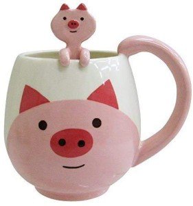 Funny Pig Coffee Mug with Spoon - 15 oz