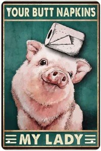 Cute Pig Bathroom Decor Sign for Farmhouse Vibe