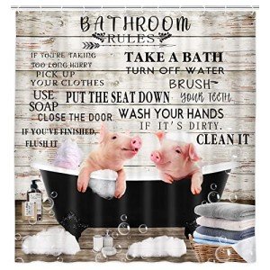 Adorable Pig Shower Curtain for Kids' Bathroom
