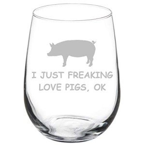 Funny Stemless Wine Glass: I Love Pigs
