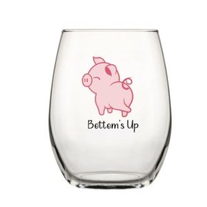 Funny Stemless Wine Glass for Cute Pig Lovers