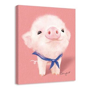 Adorable Pink Pig Canvas Wall Art for Kids