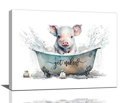 Cute Pig Bathroom Wall Art - Rustic Decor